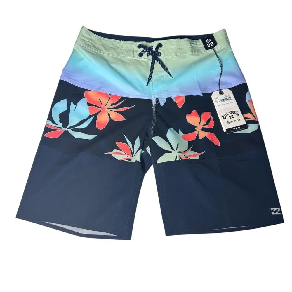 Billabong Swim Trunks Pro Performance Boardshorts Boy's Size 28 Floral Print NEW